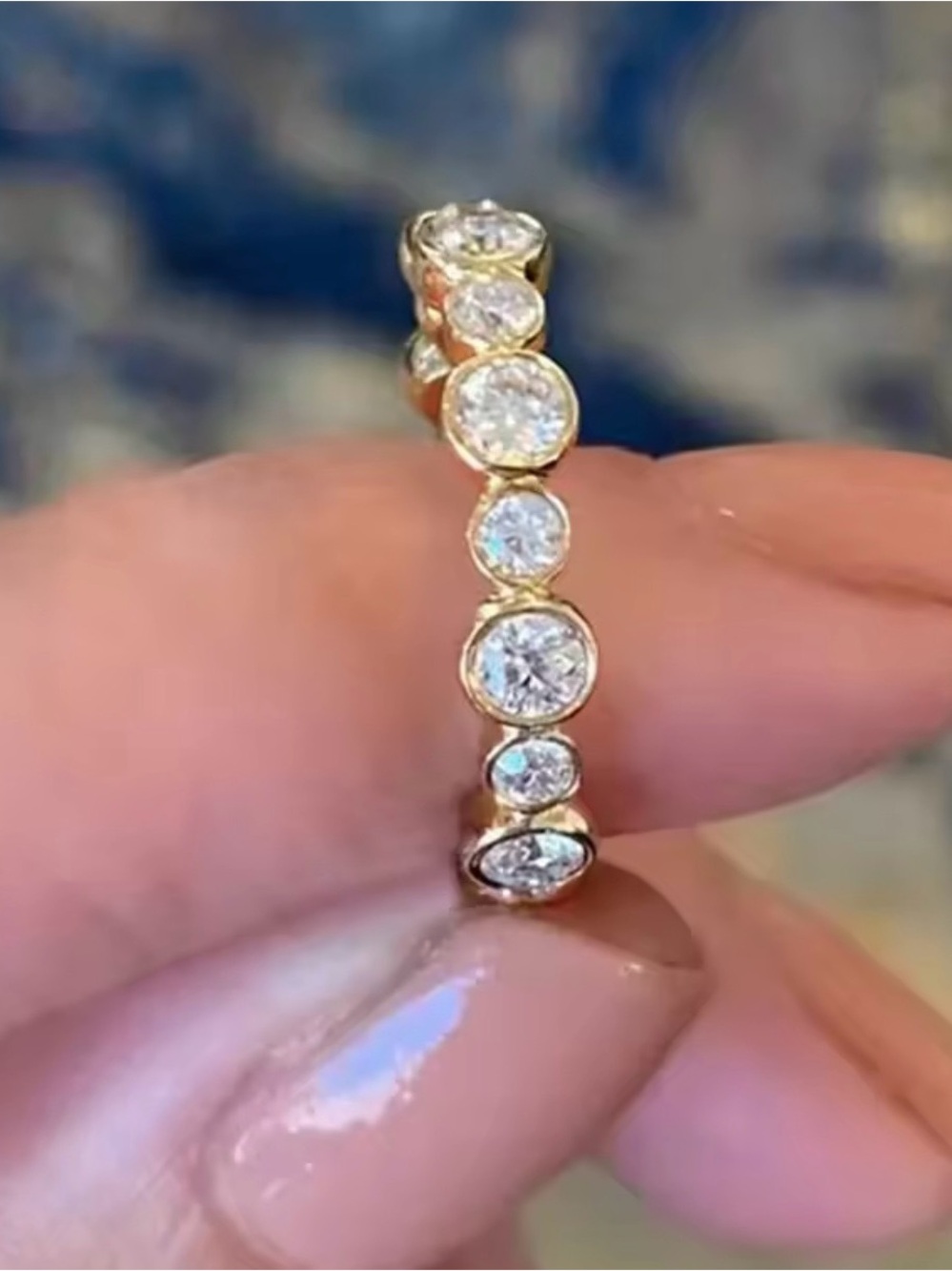 14k 1.12ct Bezel Set Band - Picture 4 of 12